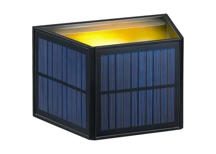 Grundig LED up-downlight væglampe med solceller med - Varm hvid - Sort