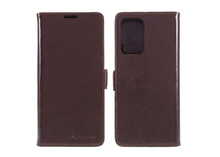 Samsung Galaxy A72 - AZMARO ægte læder cover / pung - Brun