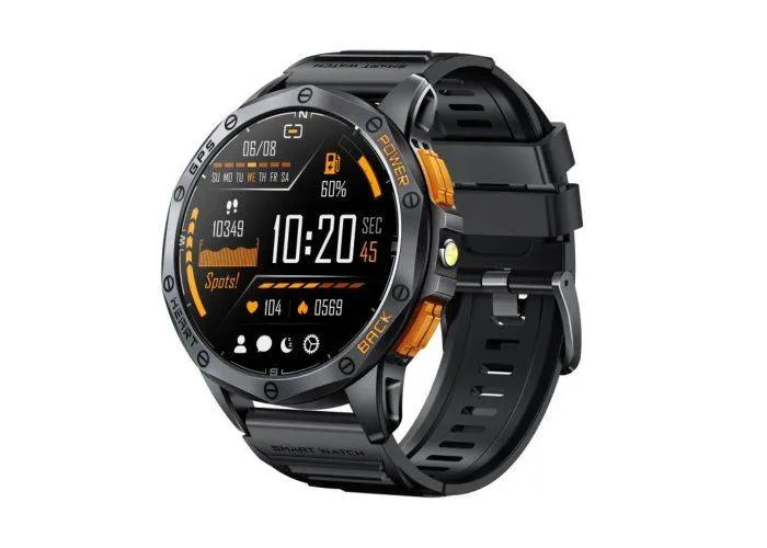 Northfjords smartwatch GK67 - Touch skærm, Bluetooth, Puls, Blodtryk - Dansk sprog - Sort