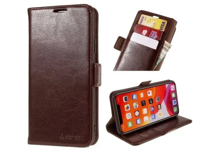 iPhone 6 Plus / 6s Plus - AZMARO ægte læder cover / pung - Brun