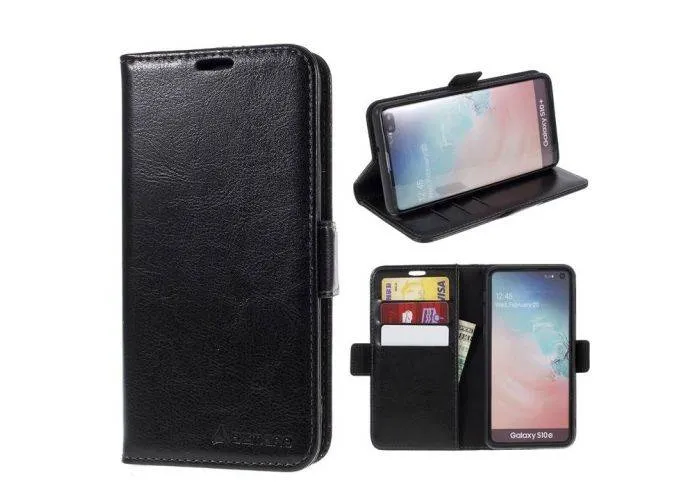 Samsung Galaxy S10 - AZMARO ægte læder cover / pung - Sort