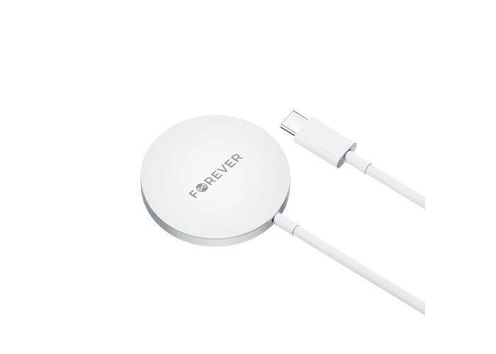 Forever Magnetisk Trådløs oplader 15W - USB-C stik - Hvid
