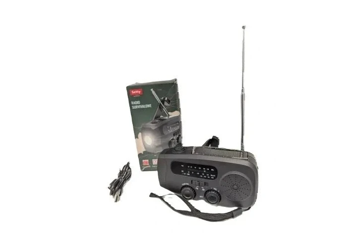 Setty mini nødradio med håndsving & Solceller - Powerbank funktion - Sort