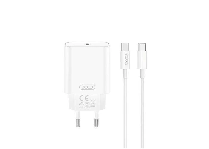 USB-C PD HURTIG oplader 20W Inkl. USB-C til USB-C kabel - Hvid