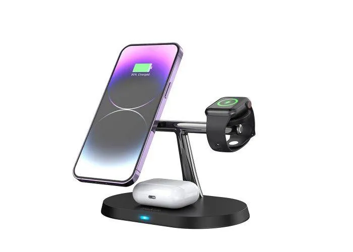 MaxLife 3-i-1 Oplader 15W til iPhone / Apple Watch / AirPods - Sort