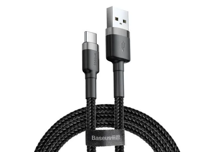 BASEUS Cafule USB-C USB oplader kabel 2A - 2M - Grå/Sort