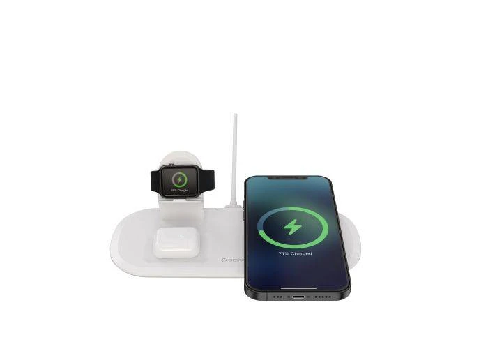 DEVIA 3-i-1 Trådløs oplader 15W til smartphone / Apple Watch / Airpods - Hvid