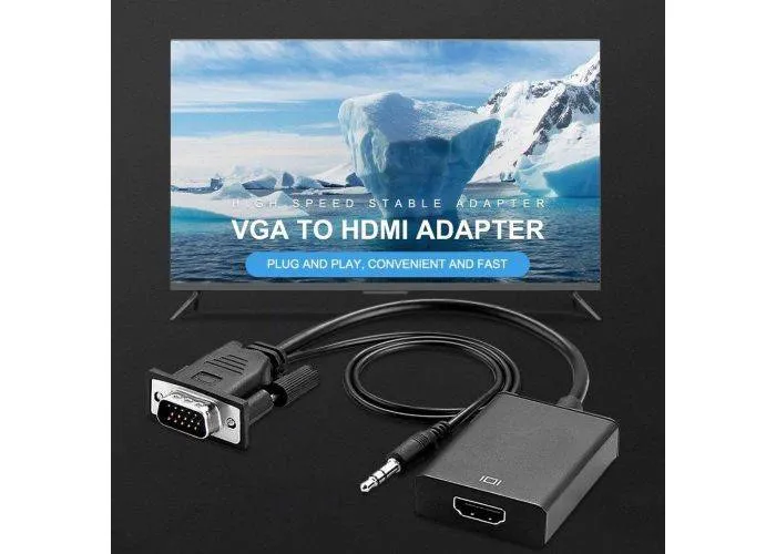 VGA til HDMI adapter kabel med 3.5mm audio kabel - Til TV/laptop/pc mm