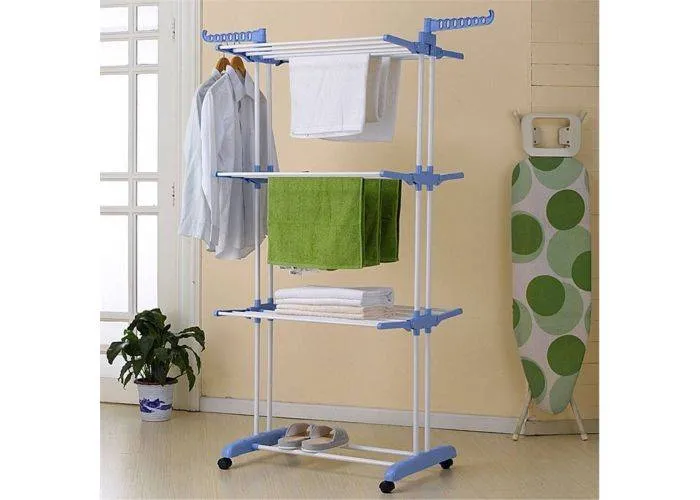 RACK - Tørrestativ / Tøjstativ - Foldeligt design - 3 niveauer med 8 alu bøjler -