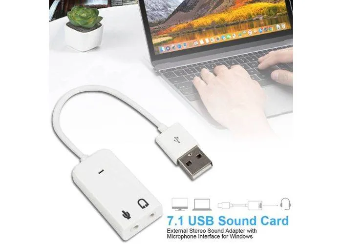 USB lydkort adapter - 7.1 Surround Sound - Hvid