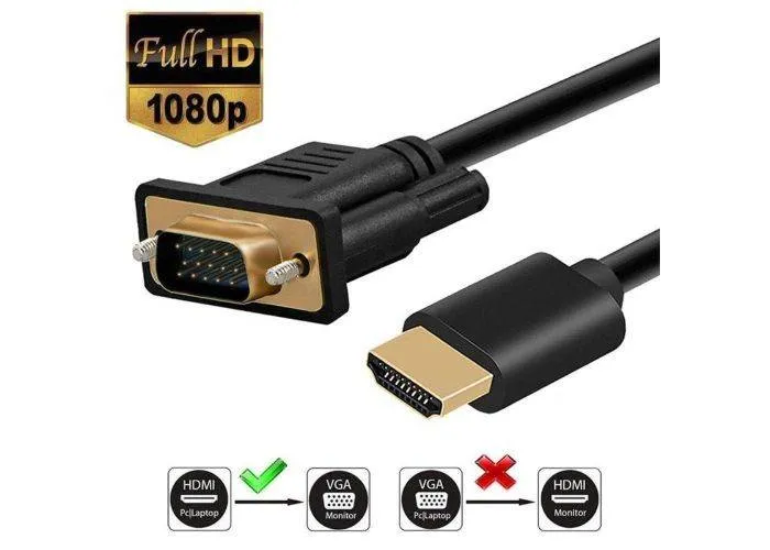 HDMI til VGA adapter kabel - 1080p Fuld HD - Guldplaterede connectors - 1.8m