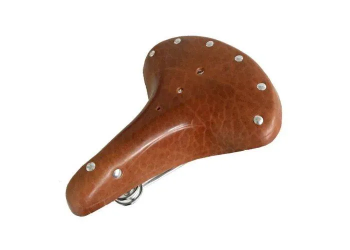 Vintage Cykelsadel i Ægte læder - 3x Fjedrer - Brun