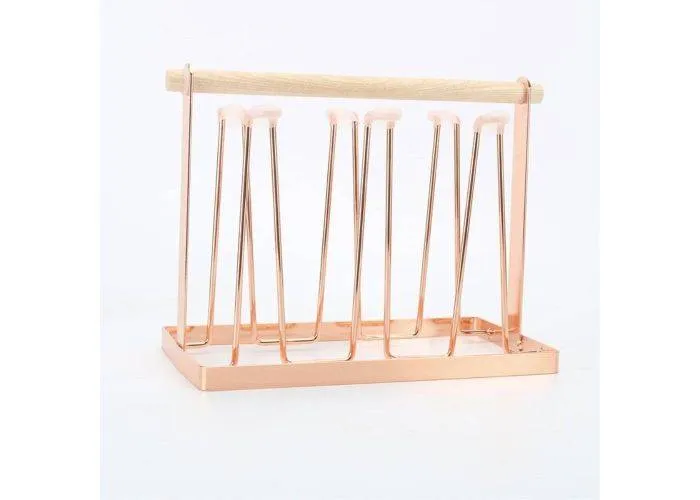 Holder til glas / krus - Plads til 6 - Trendy organizer til dine glas - Rosa guld