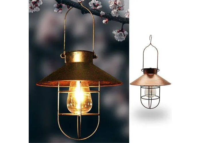 Retro Solcelle Lanternelampe i metal - Bronze - Varm belysning