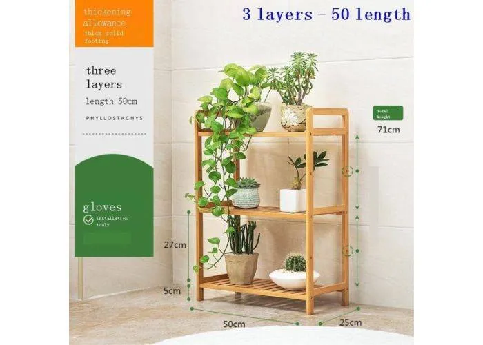Reol i Bambus med 3 hylder 71 x 50 cm