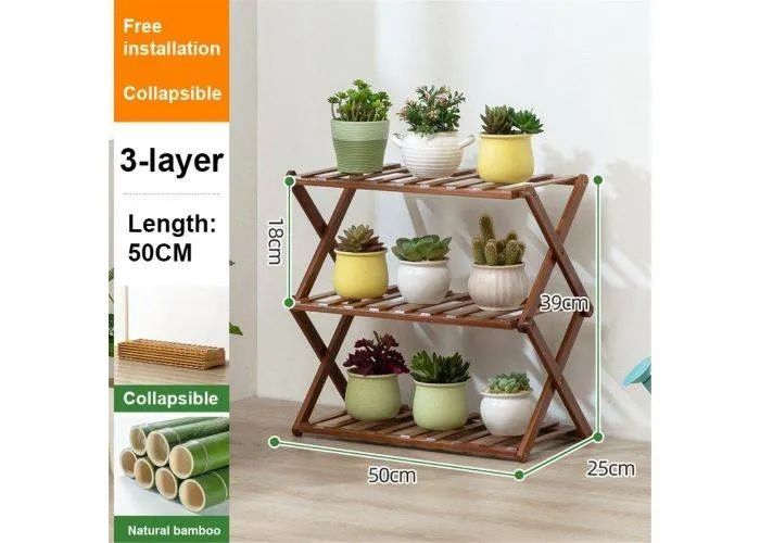 Reol i Bambus med 3 Hylder - 50 cm - Brun
