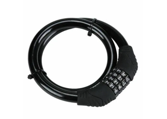 Cykellås med kode - Anti-Tyveri - Stål & ABS - 100cm - Sort