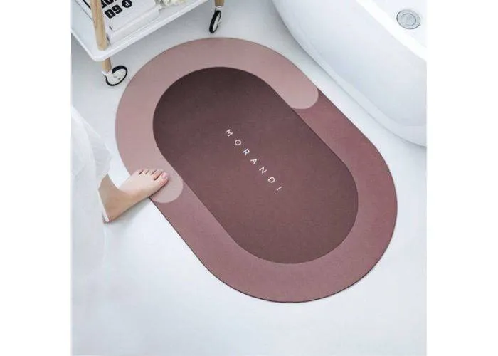 Skridsikker Oval Badeværelsesmåtte 70 x 45 cm - Hurtigtørrende - ¨Pink