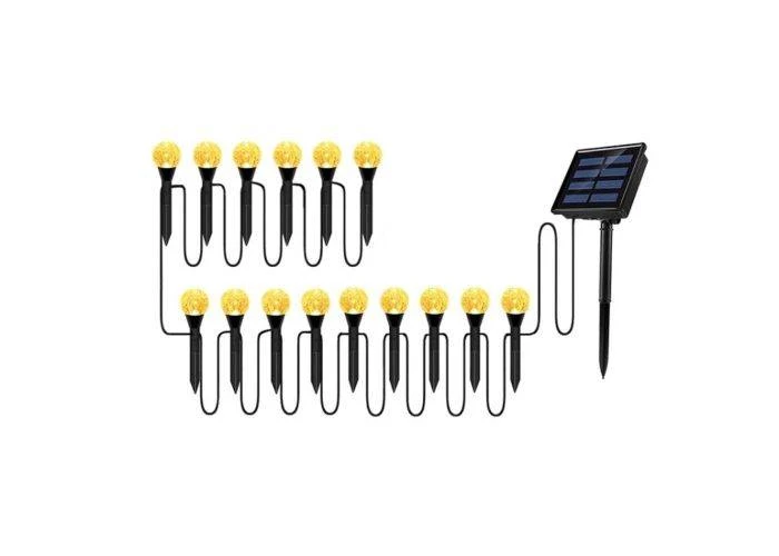 Ball Fairy Udendørs LED Lyskæde på spyd med SOLCELLER - 15 LED lys - Gul