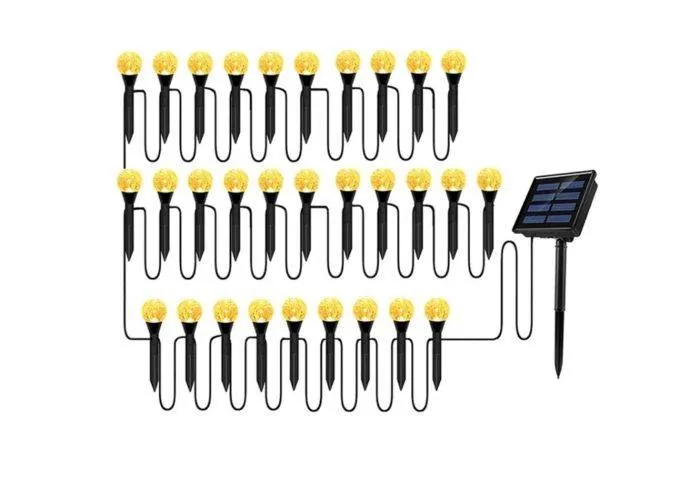 Ball Fairy Udendørs LED Lyskæde på spyd med SOLCELLER - 30 LED lys - Gul