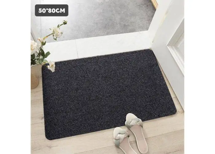 Dørmåtte 80 x 50 cm - Blød og behagelig - Non-Slip - Mørkegrå