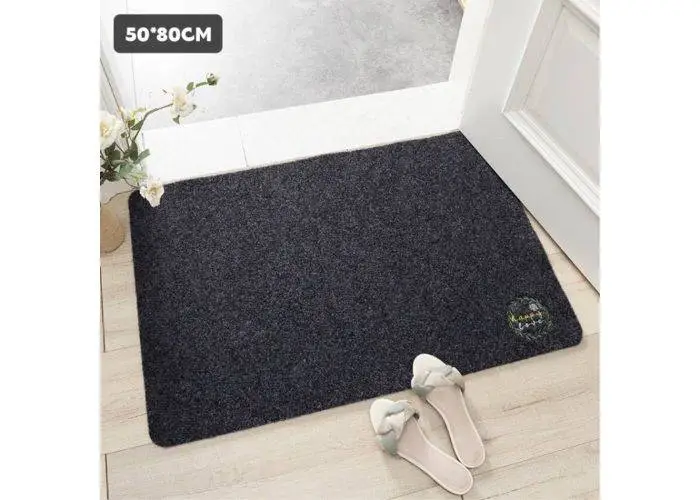 Happy Dørmåtte 80 x 50 cm - Blød og behagelig - Non-Slip - Mørkegrå