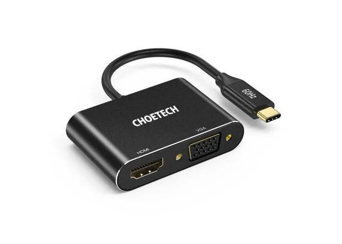 Choetech - HUB-M17 - USB-C til HDMI & VGA Adapter - 4K UHD