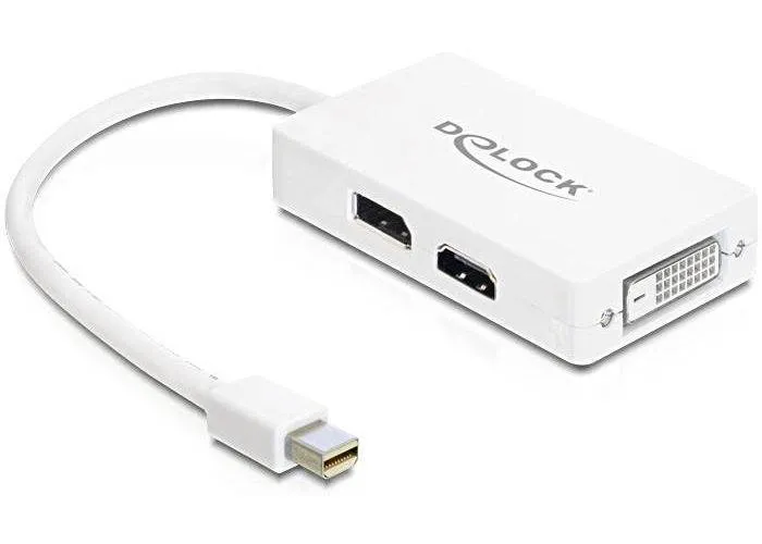 Delock Mini Displayport til DVI/HDMI/Displayport adapter - Hvid