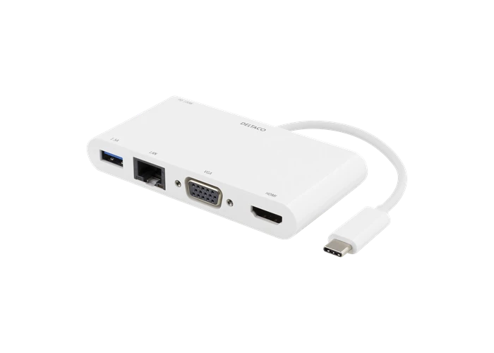 USB 3.1 - USB-C Dockingstation - USB-A  / RJ45 LAN / 100W PD USB-C - / 4K HDMI / VGA - Hvid
