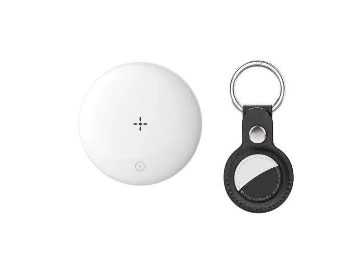 Smart Tracker Tag inkl. Nøglering - Kompatibel med "Apple Find My" & "Android Find Hub" - Hvid