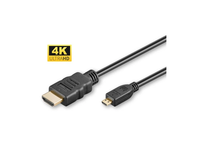 Micro HDMI - HDMI 2.0 kabel - 4K/60Hz - Guldbelagt - 3 m