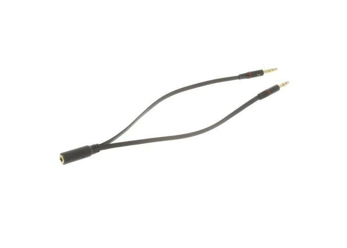 Minijack 3.5mm (hun) til 2x 3.5mm (han) splitter adapter - Sort