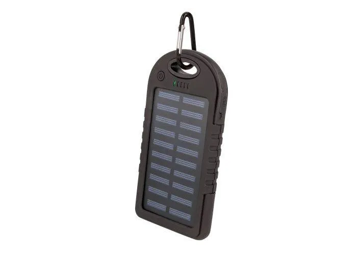 Setty Powerbank 5000mAh med soloplader dual USB porte m/LED lys - Sort