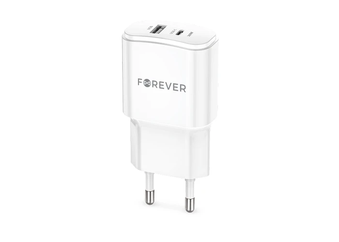 Forever Dual USB HURTIG oplader / adapter - USB-A  / USB-C 20W