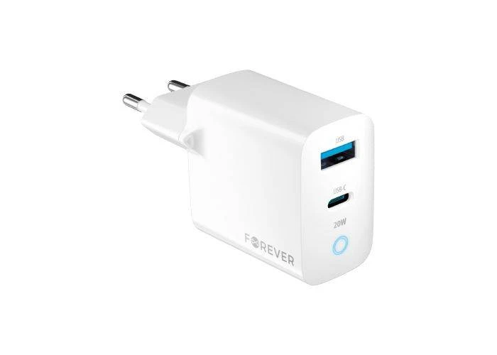 Forever Dual USB HURTIG oplader / adapter 20W - 1 x USB-A 18W / 1 x USB-C