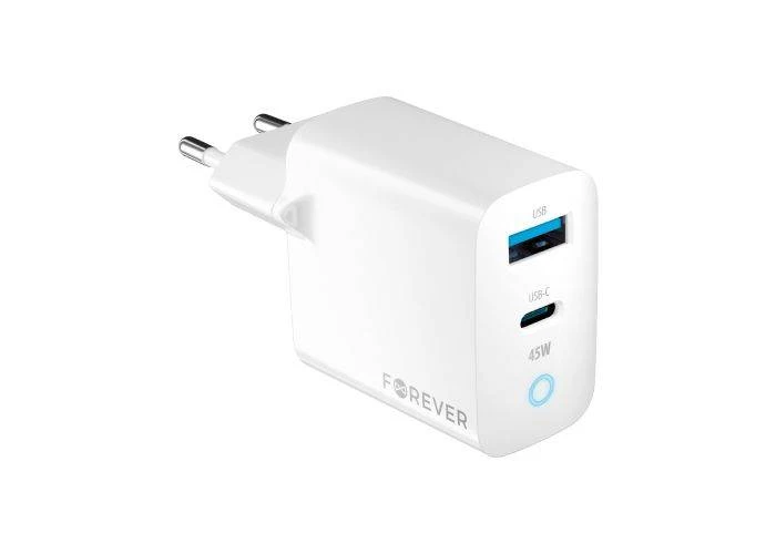 Forever 45W GaN / PD Dual HURTIG oplader / adapter – 1x USB-c / 1x USB-A