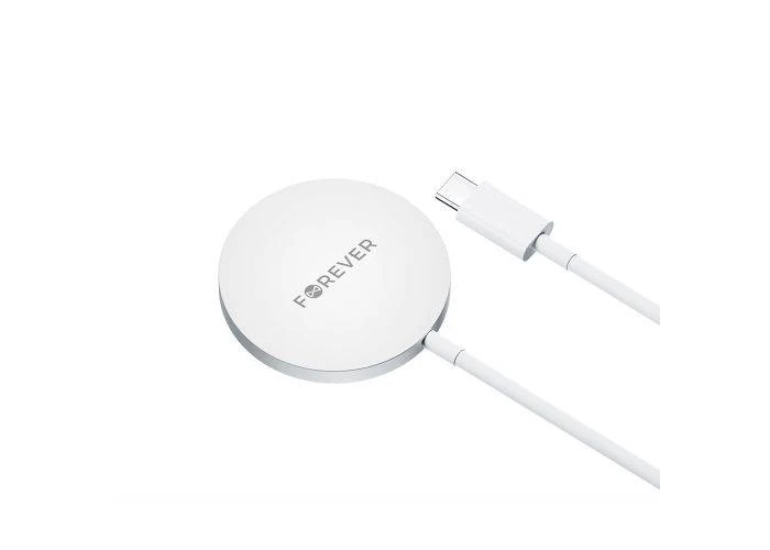 Forever Magnetisk Trådløs oplader 15W - USB-C stik - Hvid