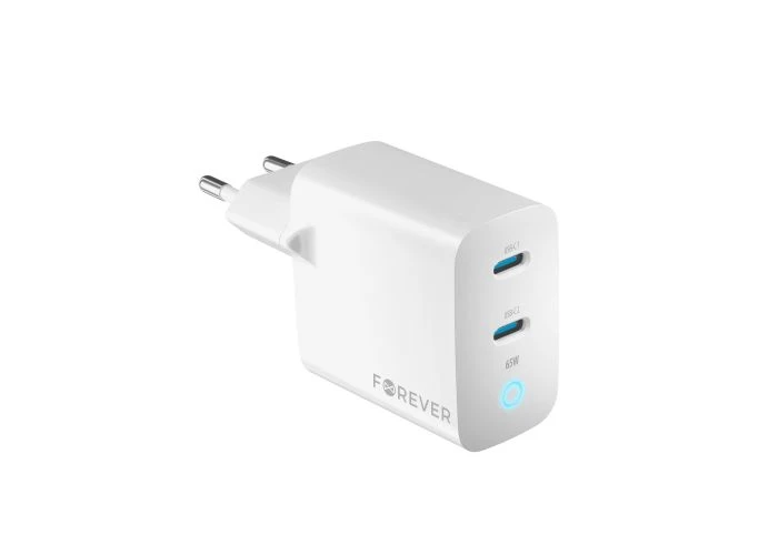 USB-C Dual GaN PD HURTIG oplader 65W 2x USB-C