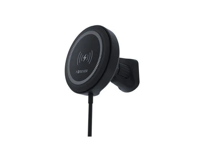 Forever magnetisk bilholder med trådløs opladning 15W - Sort