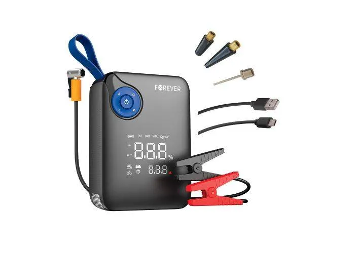 Forever 4-i-1- Jumpstarter 12V / 600A / 18W - 7200mAh