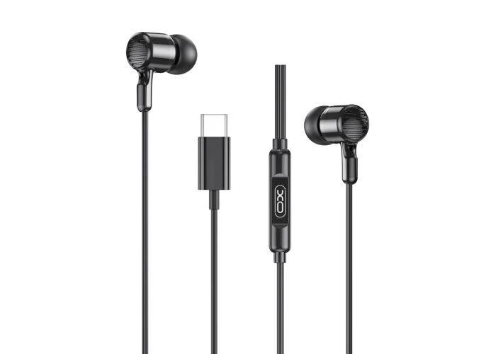 XO høretelefoner med USB-C kabel / med mikrofon & kontrolpanel - Sort