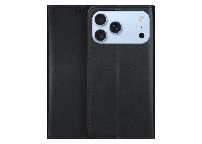 iPhone 17 Pro Max / 18 Pro Max - Slim læder cover med magnetisk lukning - Sort