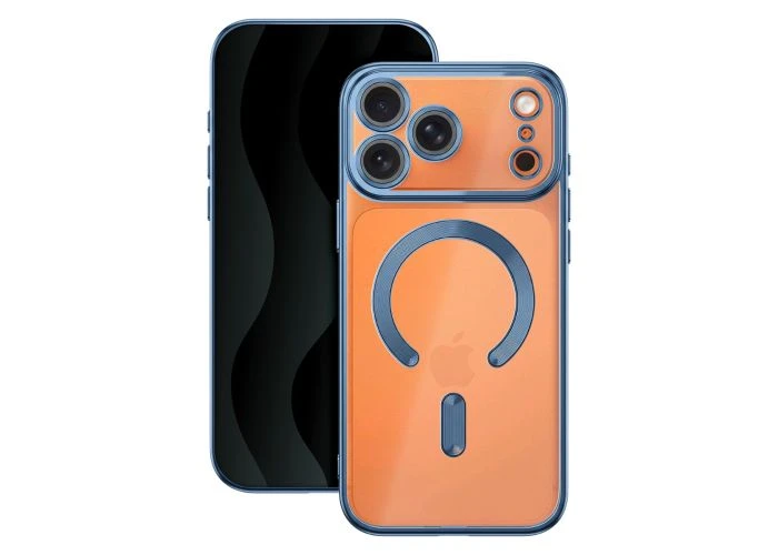 iPhone 17 Pro Max / 18 Pro Max - Chrome magnetisk cover - Magsafe kompatibel - Sky Blue