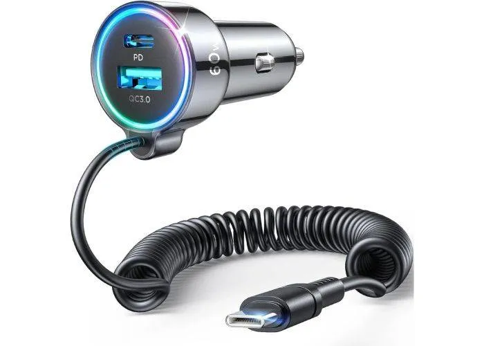 Joyroom - 3-i-1 - Dual Biloplader USB-A / USB-C inkl. USB-C kabel 60W - Sort