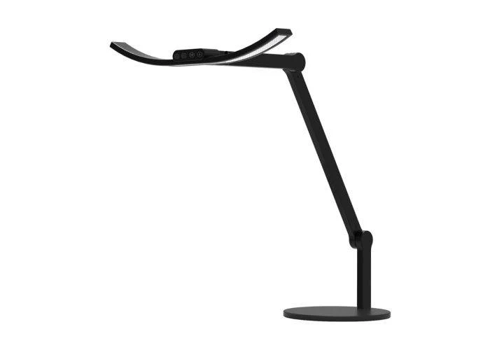 Kurvet Skrivebordslampe - Med svingarm og base - 1600 Lumen - Sort (mindre version)