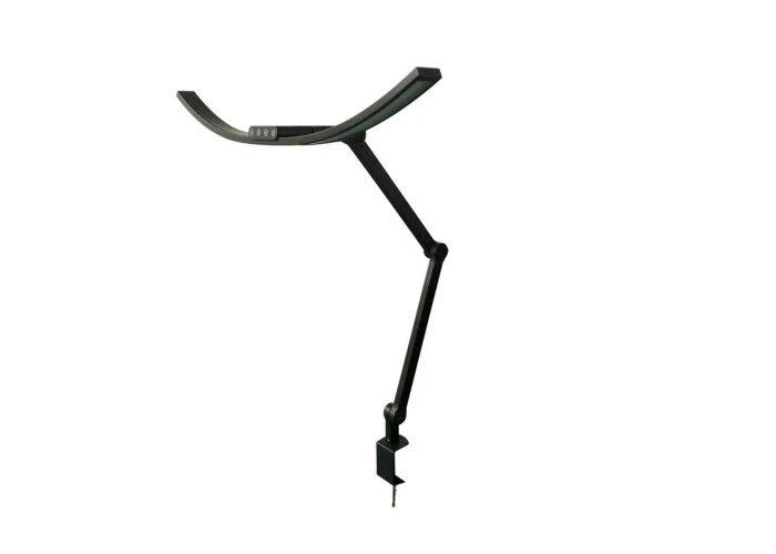 Kurvet Skrivebordslampe - Med svingarm og holder - 1600 Lumen - Sort