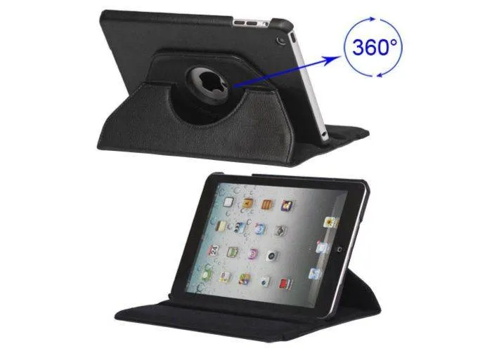 iPad mini 3/2/1 - Læder cover 360 grader roterbar - Sort