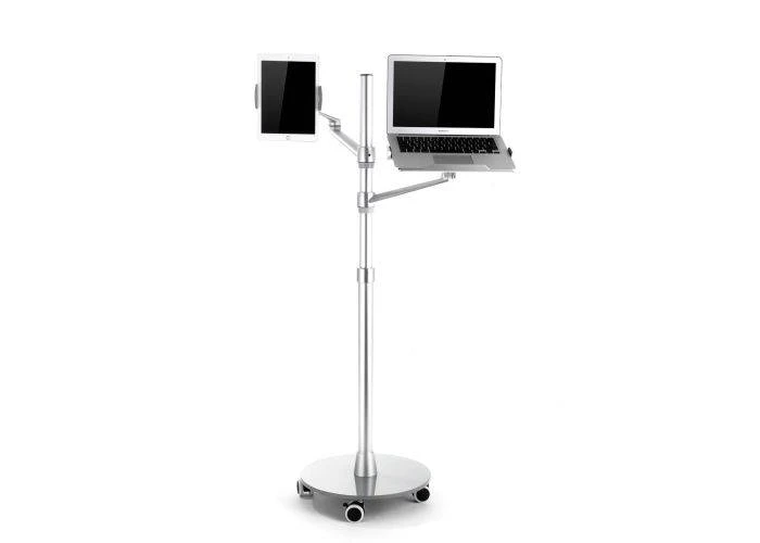 WERGON - Tristan - Justerbar Alu holder med hjul - Laptop 10-17" / Tablet 4-14" - H:83-130cm - Sølv