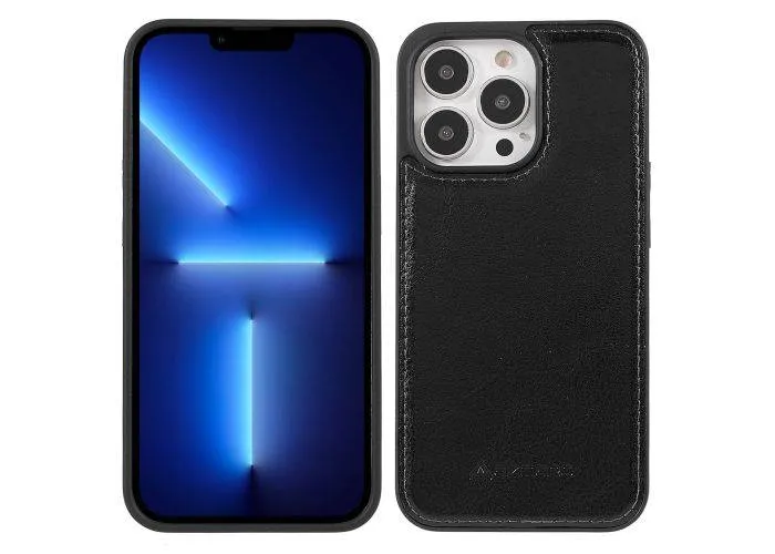 iPhone 13 Pro - Azmaro Original ægte læder cover/etui - Sort