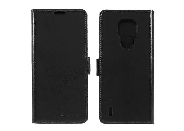 Motorola E7 - AZMARO ægte læder cover / pung - Sort